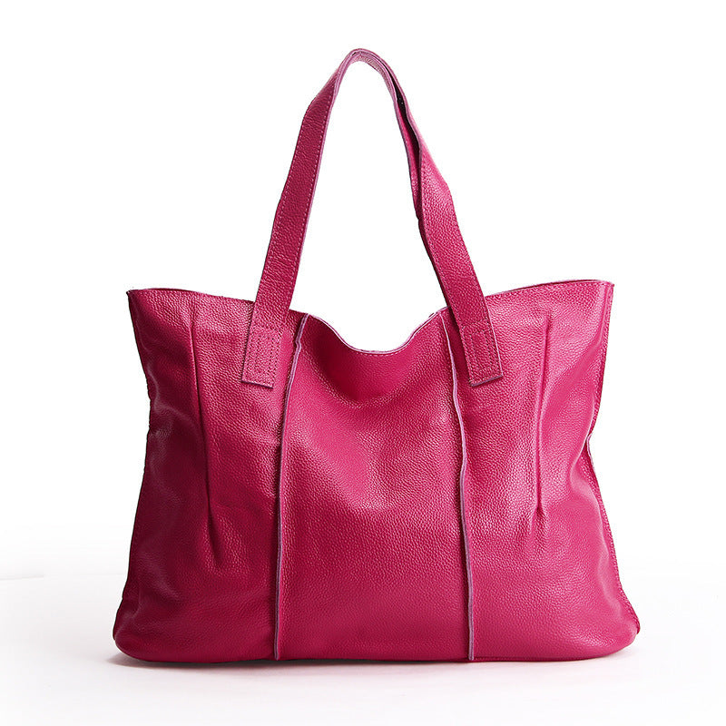 Bolso de hombro de piel auténtica para mujer: bolso de piel de vacuno de primera capa
