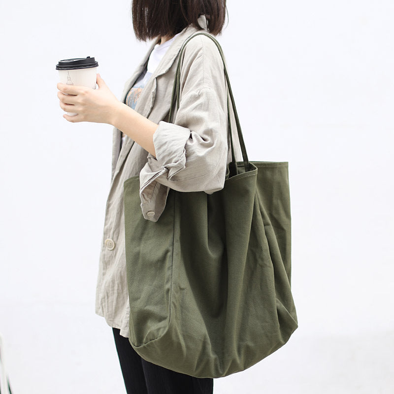 Large Canvas Shoulder Bag – Women’s High Capacity Shopping Tote