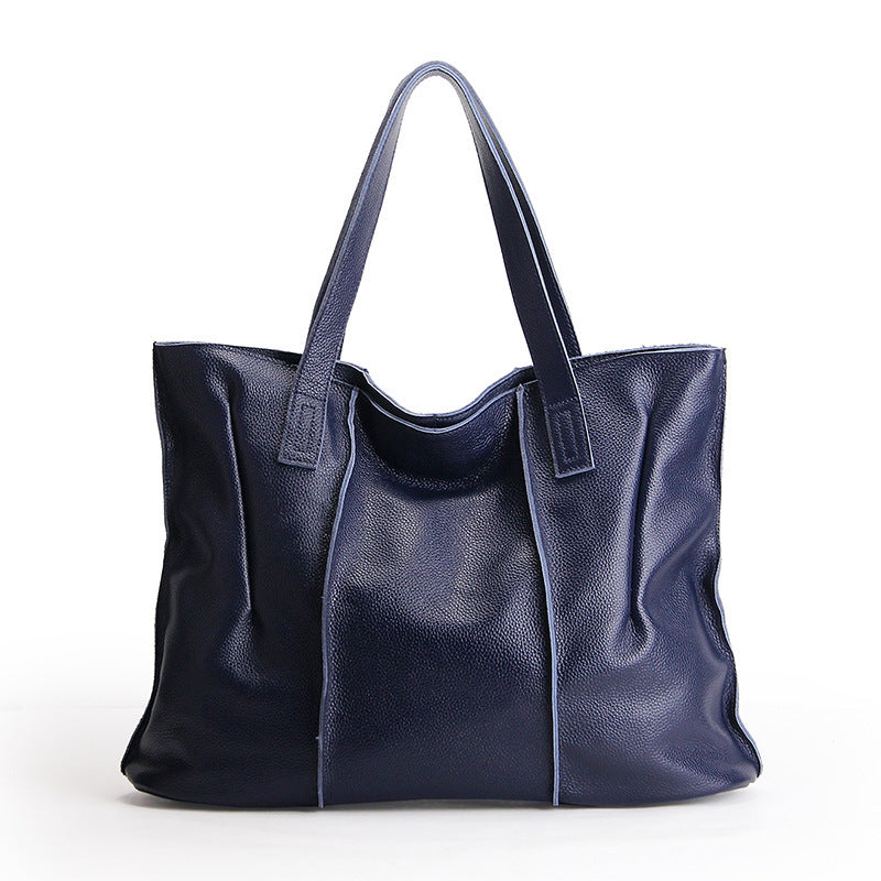 Bolso de hombro de piel auténtica para mujer: bolso de piel de vacuno de primera capa