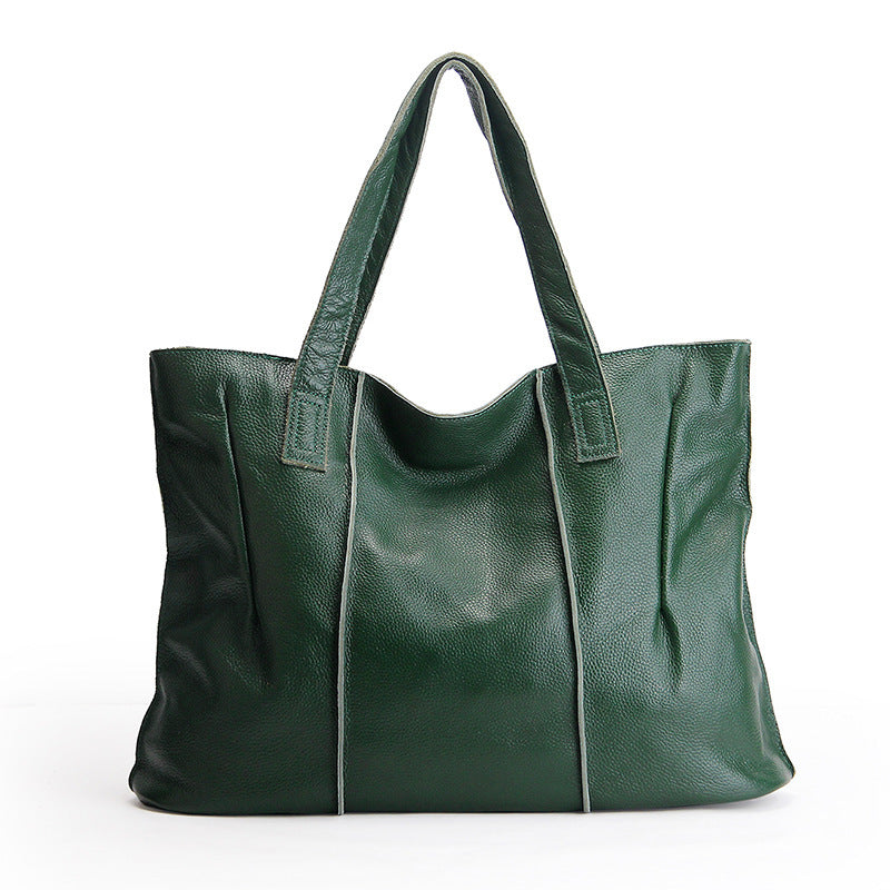 Bolso de hombro de piel auténtica para mujer: bolso de piel de vacuno de primera capa