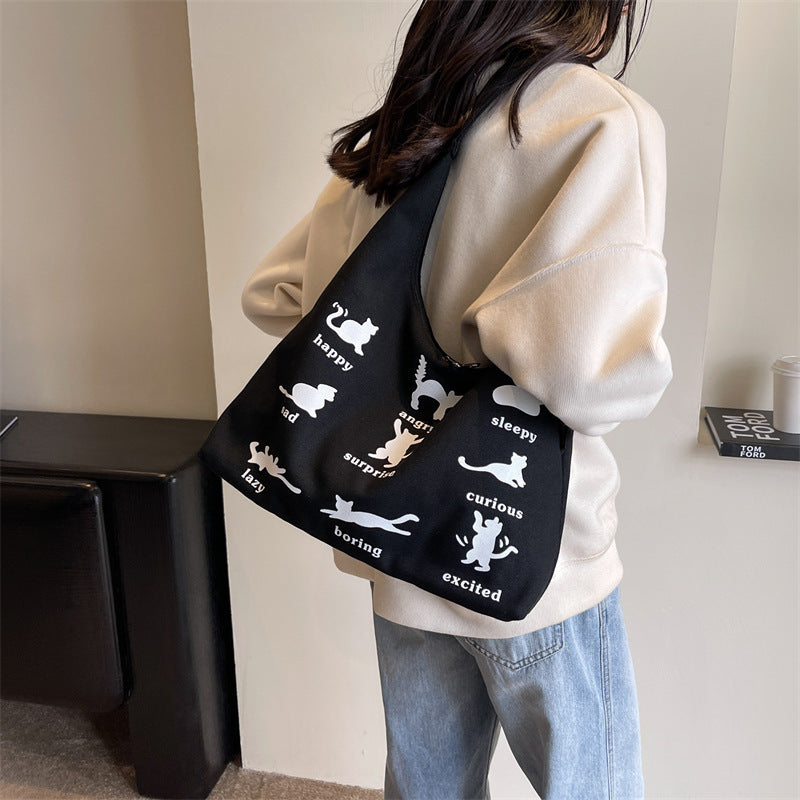 Women’s Canvas Shoulder Bag – Japanese Korean Summer Tote Handbag