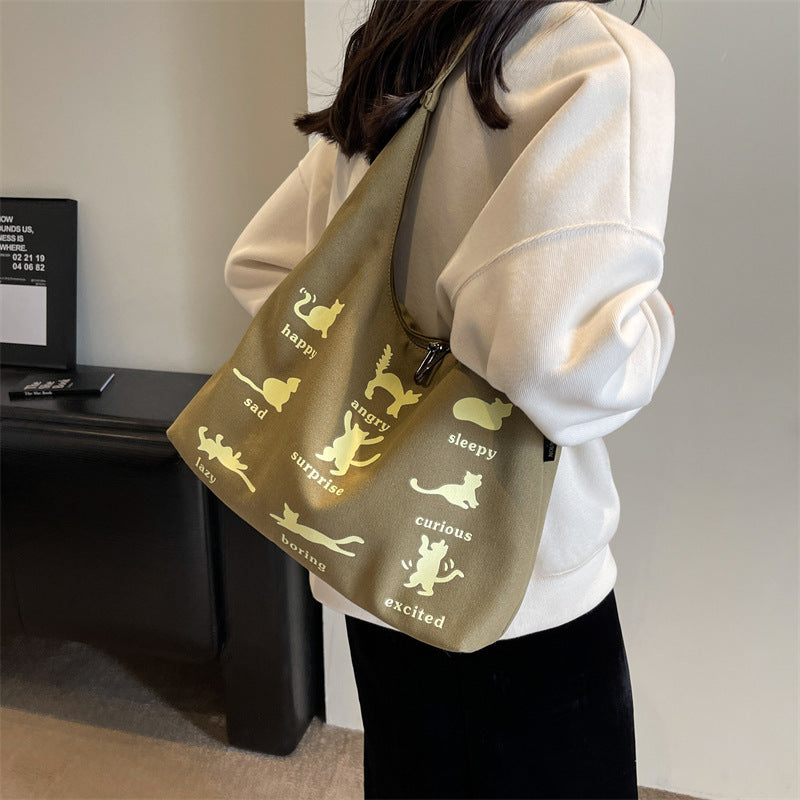 Women’s Canvas Shoulder Bag – Japanese Korean Summer Tote Handbag