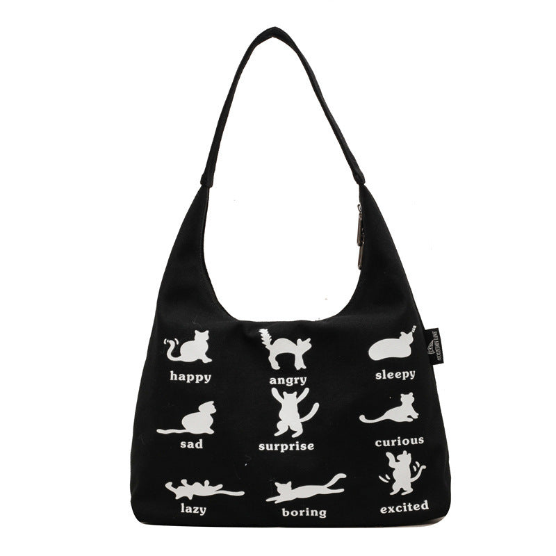 Women’s Canvas Shoulder Bag – Japanese Korean Summer Tote Handbag