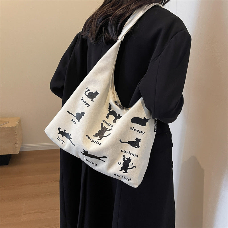 Women’s Canvas Shoulder Bag – Japanese Korean Summer Tote Handbag