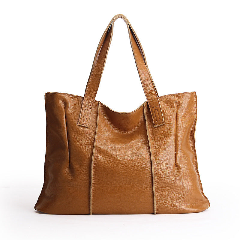 Bolso de hombro de piel auténtica para mujer: bolso de piel de vacuno de primera capa