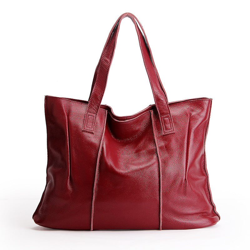 Bolso de hombro de piel auténtica para mujer: bolso de piel de vacuno de primera capa