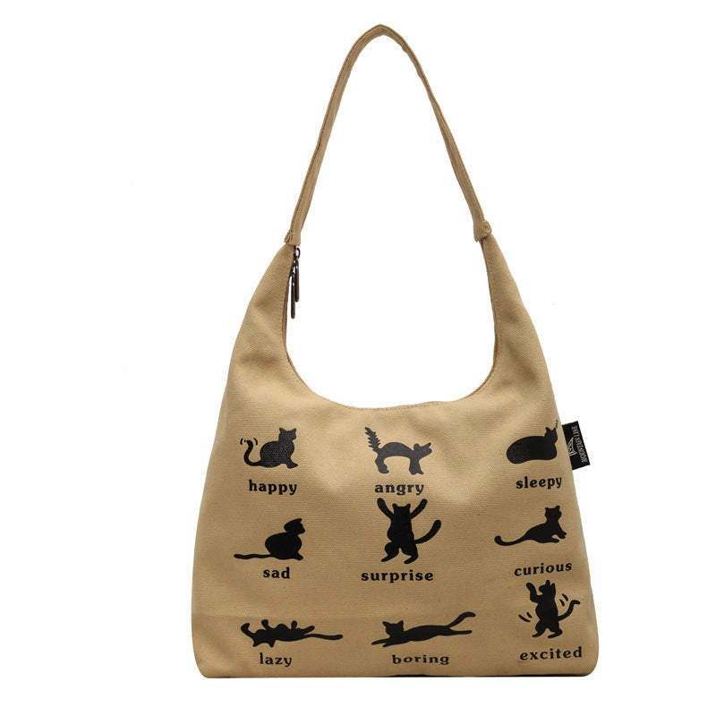 Women’s Canvas Shoulder Bag – Japanese Korean Summer Tote Handbag