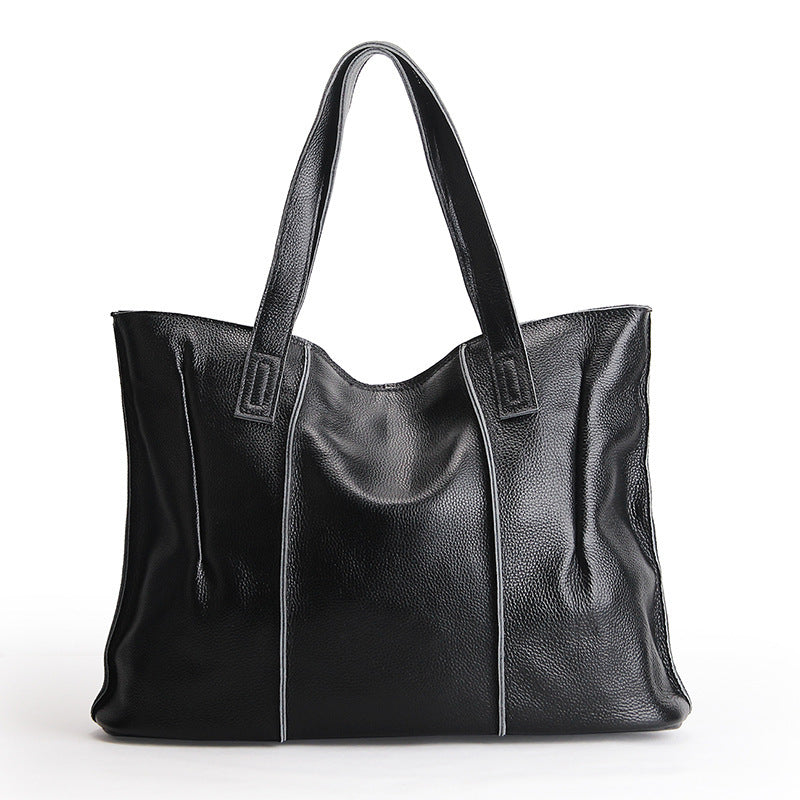 Bolso de hombro de piel auténtica para mujer: bolso de piel de vacuno de primera capa