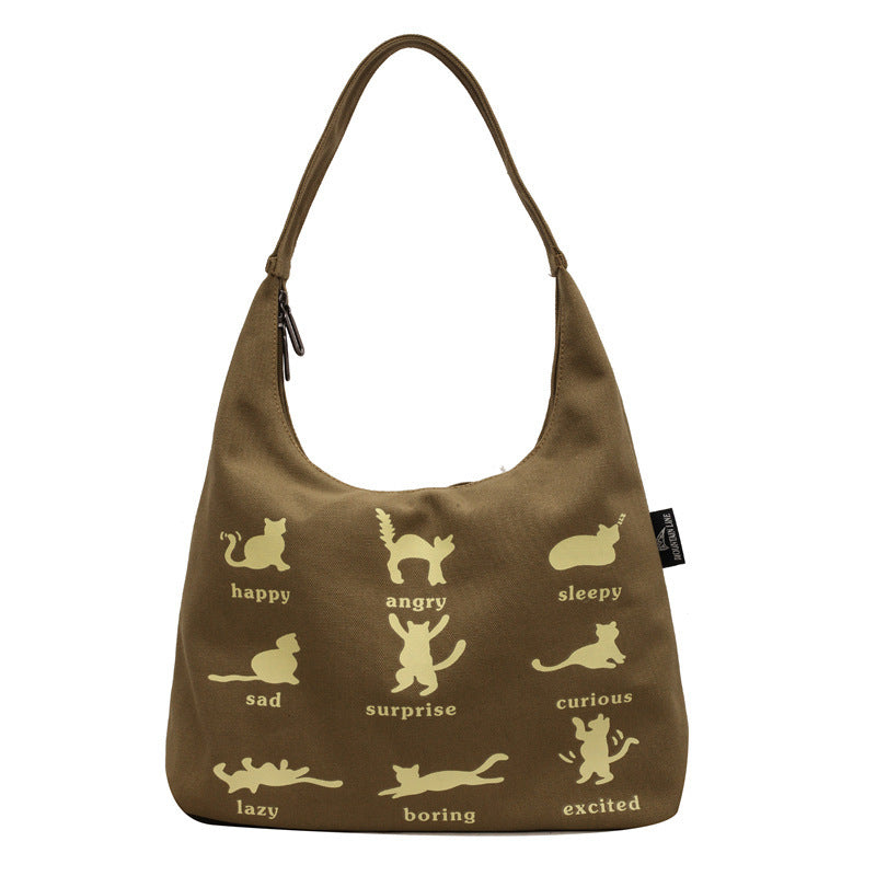 Women’s Canvas Shoulder Bag – Japanese Korean Summer Tote Handbag