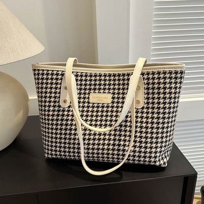 Classic Houndstooth Shoulder Bag – Winter Fashion Handbag for Women