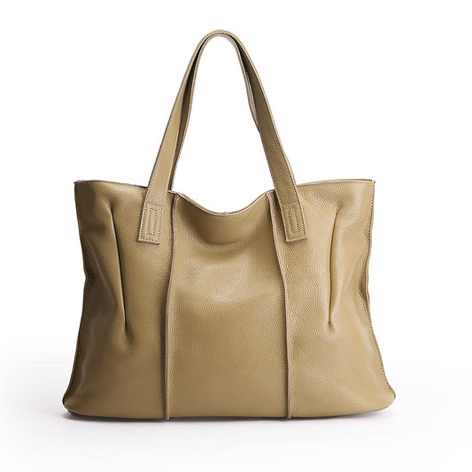 Bolso de hombro de piel auténtica para mujer: bolso de piel de vacuno de primera capa