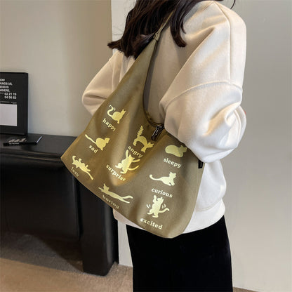 Women’s Canvas Shoulder Bag – Japanese Korean Summer Tote Handbag