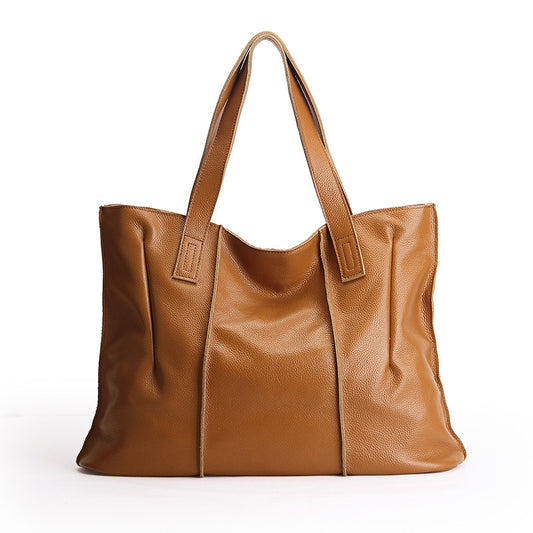 Bolso de hombro de piel auténtica para mujer: bolso de piel de vacuno de primera capa