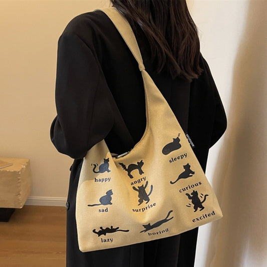 Women’s Canvas Shoulder Bag – Japanese Korean Summer Tote Handbag