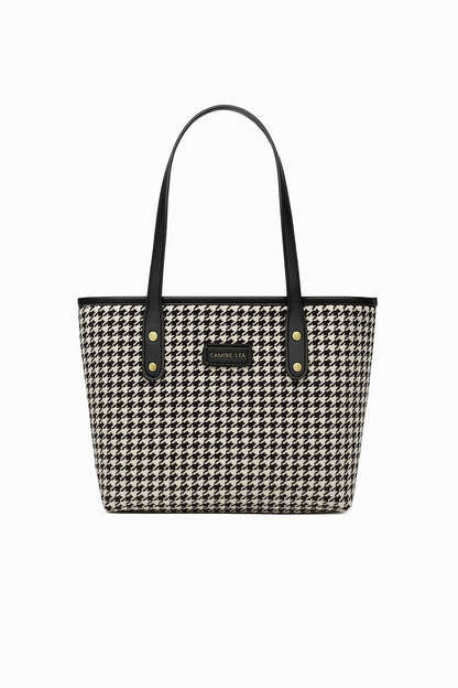 Classic Houndstooth Shoulder Bag – Winter Fashion Handbag for Women