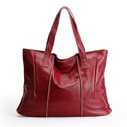 Bolso de hombro de piel auténtica para mujer: bolso de piel de vacuno de primera capa