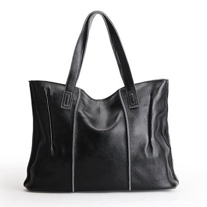 Bolso de hombro de piel auténtica para mujer: bolso de piel de vacuno de primera capa